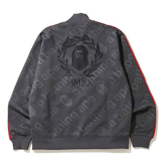 BAPE LINE SLEEVE JERSEY TOP Logo Leisure Jacket MENS Grey/Blue 1G30-113-006