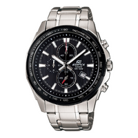 Men's CASIO Edifice Series Quartz Movement Watch Black Dial Silver Strap Analog Mens EF-566D-1A1V