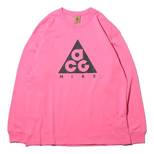 Men's Nike ACG Basic logo Long Sleeves Red T-Shirt 'Lotus Pink Black' BQ7203-662