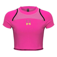 (WMNS) Under Armour Run Anywhere Crop T-shirt 'Neon Pink' 1376816-652