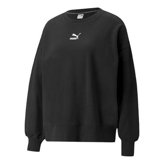 (WMNS) PUMA Classics Logo Embroidery Round-Neck SweatshirtBlack 535327-01