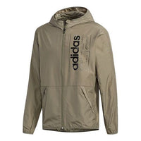 adidas logo Printing Casual hooded track Jacket Green FL0174
