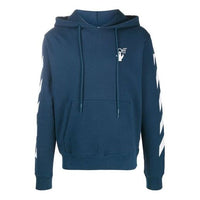 Off-White Diagonal Stripes Printing Hooded Pullover Men Blue OMBB034F20FLE0094901