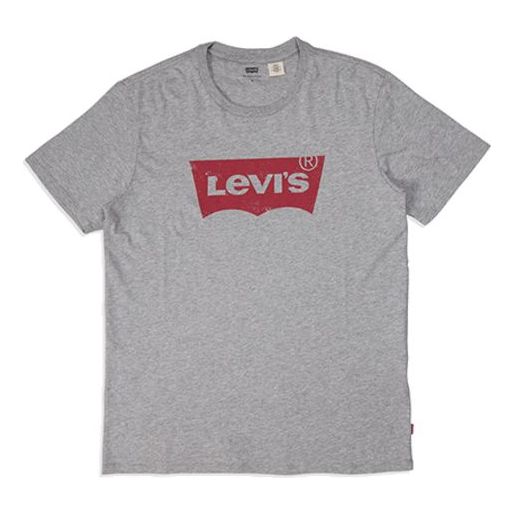 Men's Levis Gray Round Neck Pure Cotton Classic LOGO Printing Short Sleeve Gray 17783-0200
