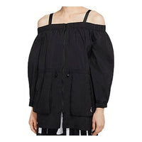 (WMNS) Air Jordan Off-Shoulder Jacket Waist Long Sleeves Black CU4065-010