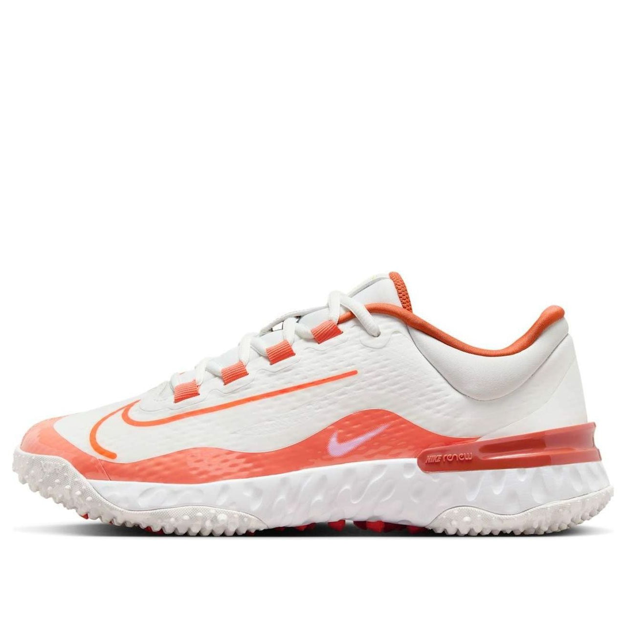 (WMNS) Nike Alpha Huarache Elite 4 Turf 'Summit White Light Wild Mango Vintage Coral Hyper Crimson' FD2746-101