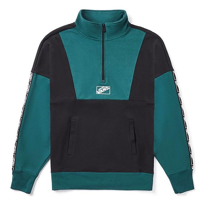 Vans Unisex Half Zipper Sweatshirt Black/Green Black-Green VN0A4BQOBLK