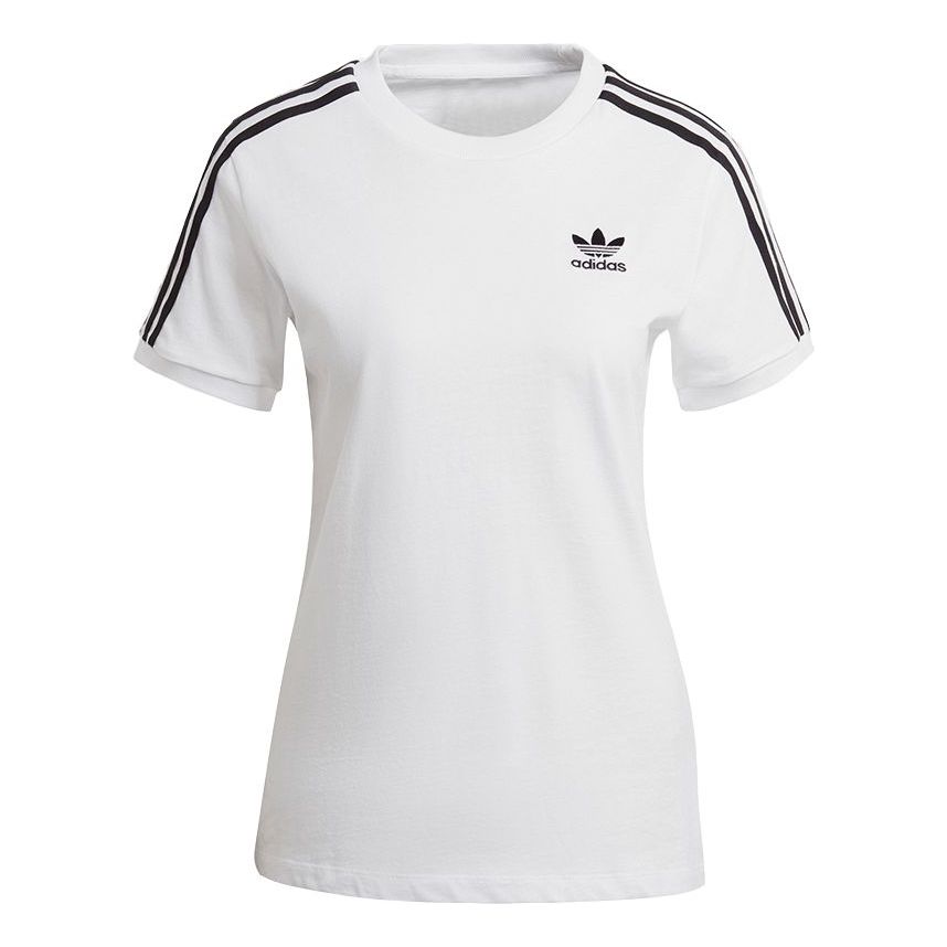 (WMNS) adidas originals 3 Stripes Tee Sports Training Stripe Round Neck Short Sleeve White T-Shirt GN2913