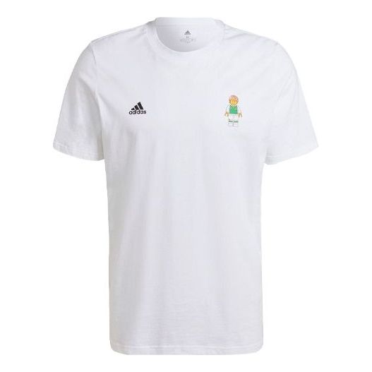adidas x LEGO Crossover Soccer/Football Printing Round Neck Short Sleeve Japanese version White HA0923