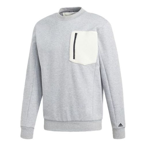 adidas M Mh Wntr Bos C Chest Pocket Sports Round Neck Pullover Gray GM0901