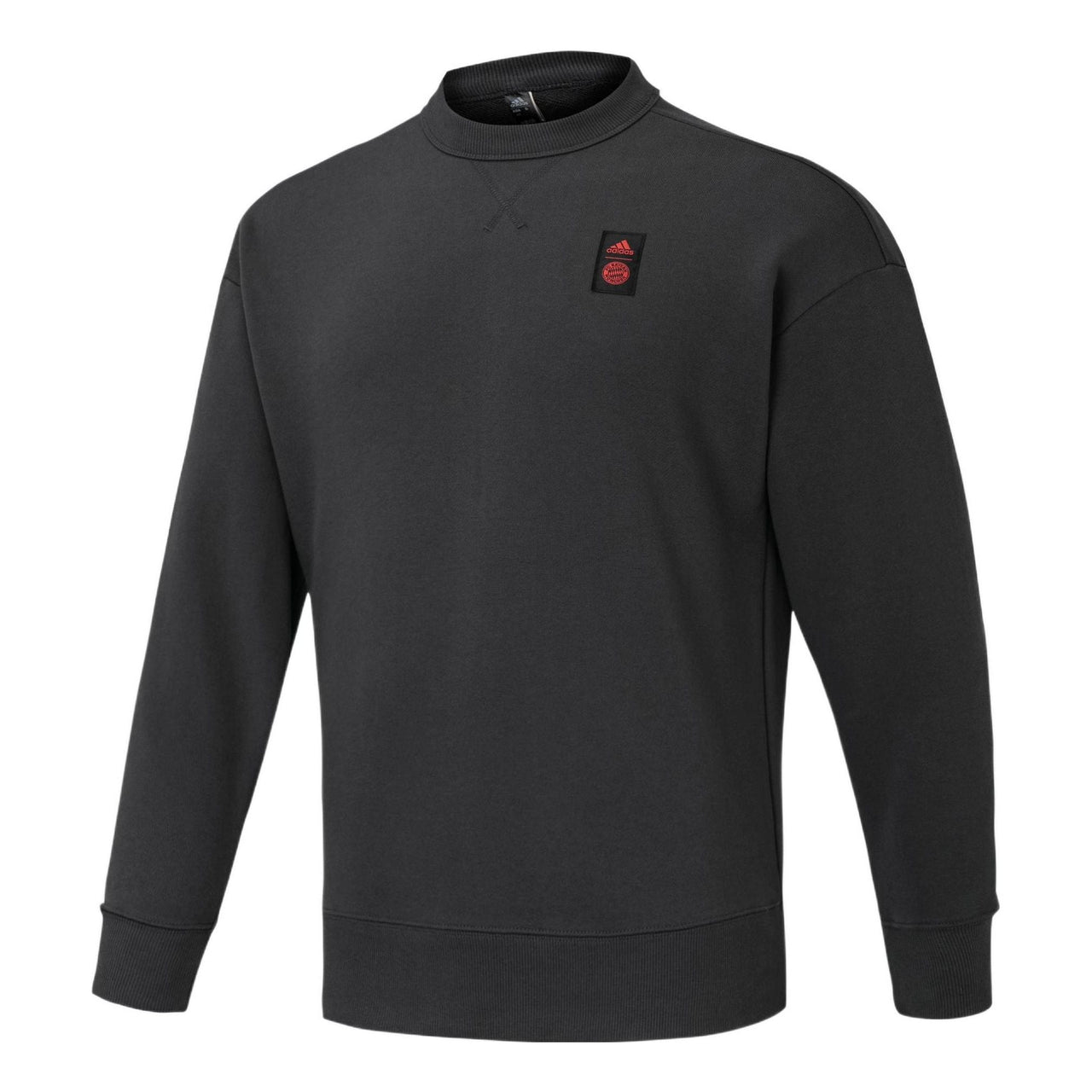 Men's adidas Solid Color Logo Printing Pattern Round Neck Pullover Long Sleeves Black HF1355