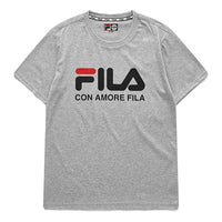 Men's FILA FUSION Logo Printing Sports Round Neck Short Sleeve Gray T11M119150A-MG
