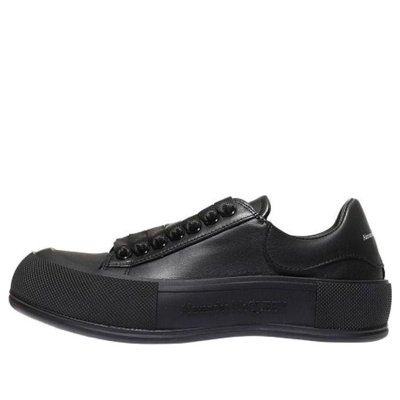 (WMNS) Alexander McQueen Deck Plimsoll Low 'Triple Black' 697121WIAB61000