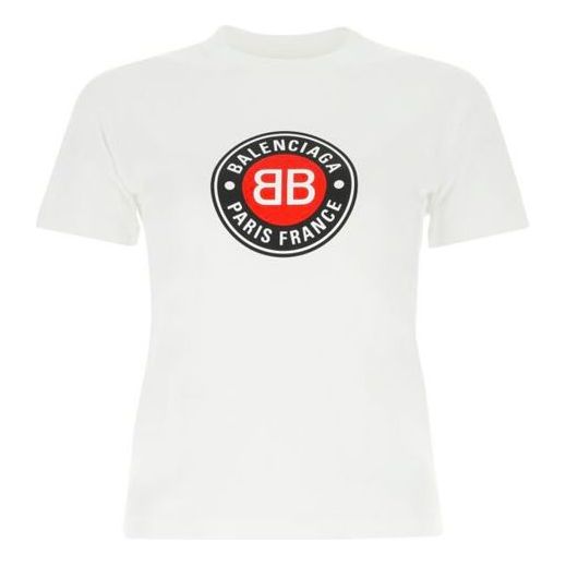 Balenciaga Cotton Printing Short Sleeve White 612964TJVD69000