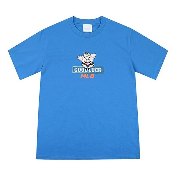 MLB Chest Piggy Printing Short Sleeve Version Unisex Blue 31TSTG931-07U