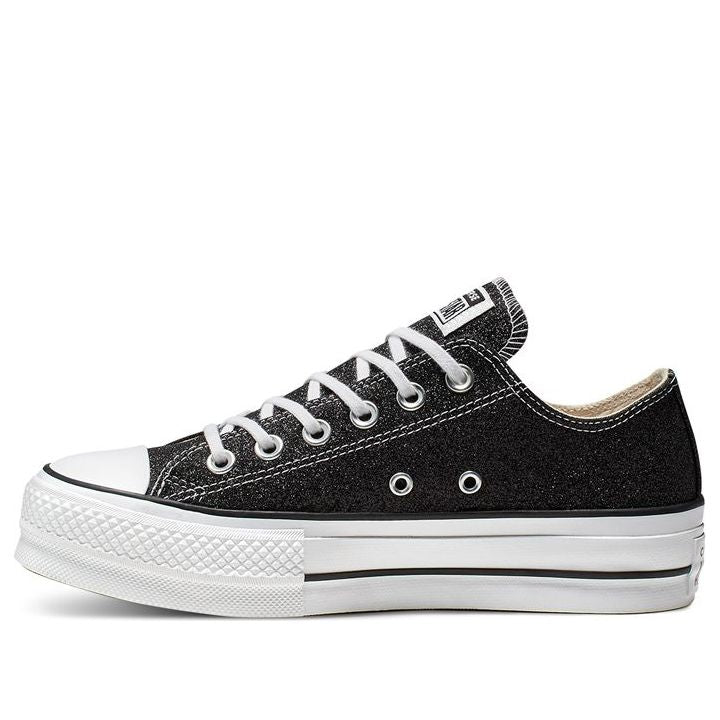 (WMNS) Converse Chuck Taylor All Star Lift Glitter Low Top Thick Sole 'Black White' 566282C