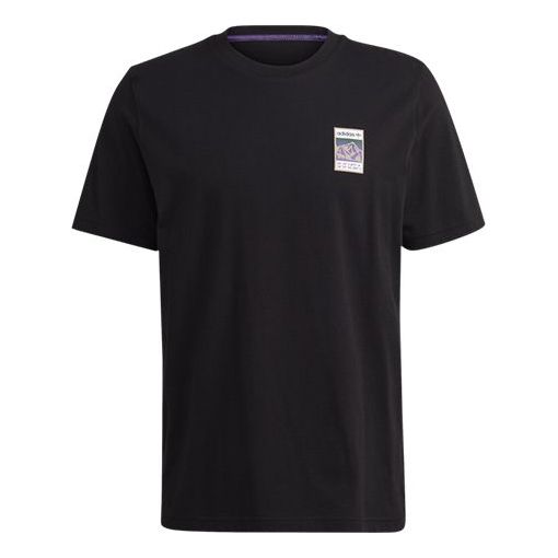 adidas originals Adiplore Gfx T Back Pattern Printing Casual Short Sleeve Black GV0966
