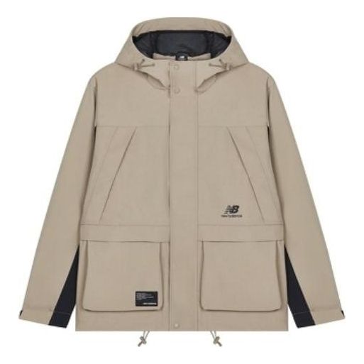 New Balance FW22 Hooded Windproof Jacket Asia Sizing 'Beige Black' AMJ23320-DRI