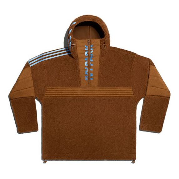 adidas originals x Ivy Park Crossover Teddy 4All Half Zipper hooded Pullover Fleece Sports Jacket Couple Style Brown H18991