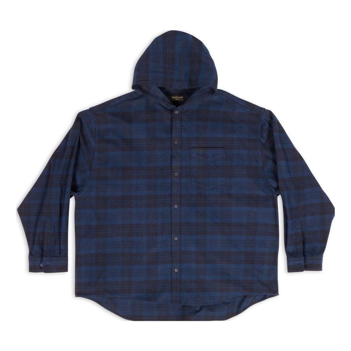 Balenciaga Hooded Check Overshirt 'Blue Navy' 720109TNM354202