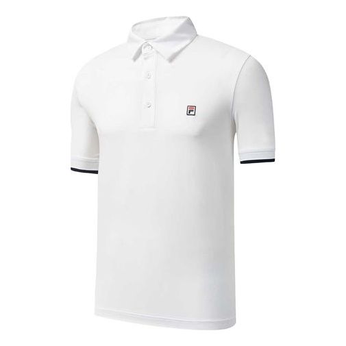 FILA ATHLETICS Solid Color Knit Short Sleeve Polo Shirt White A11M023153F-WT