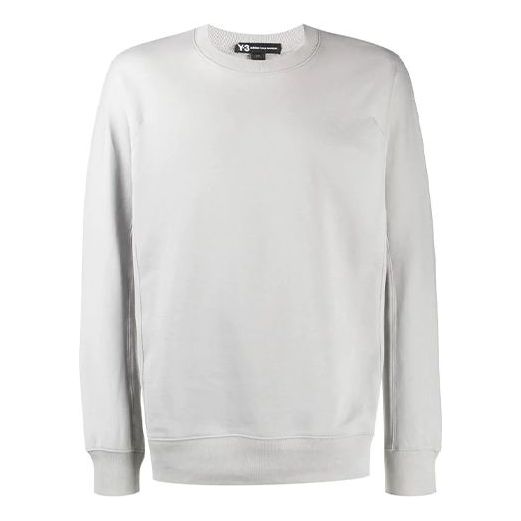 Men's Y-3 Back Logo Printing Round Neck Pullover Gray FJ0351