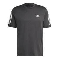 Men's adidas Alphabet Logo Stripe Printing Round Neck Pullover Short Sleeve Gray T-Shirt HD3550