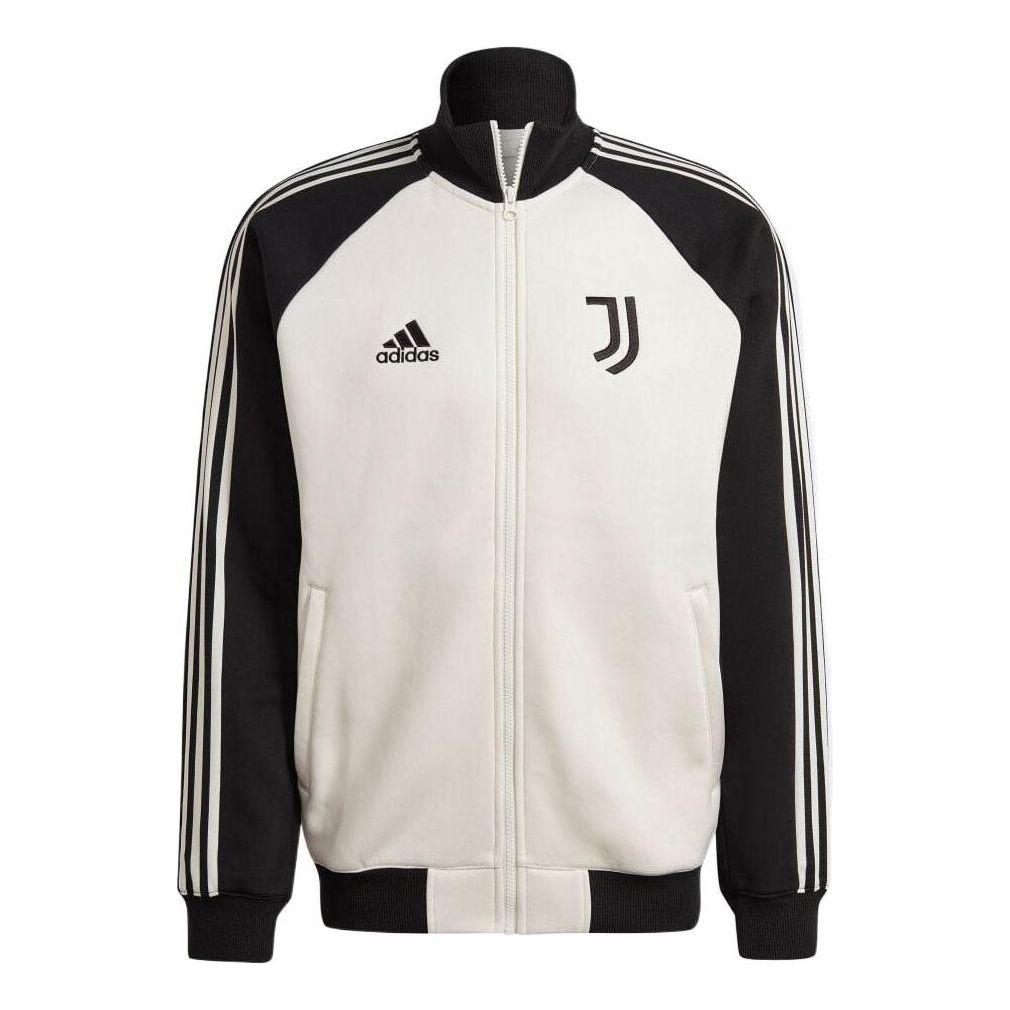 adidas Zipper Splicing Logo Stripe Printing Jacket White H67146