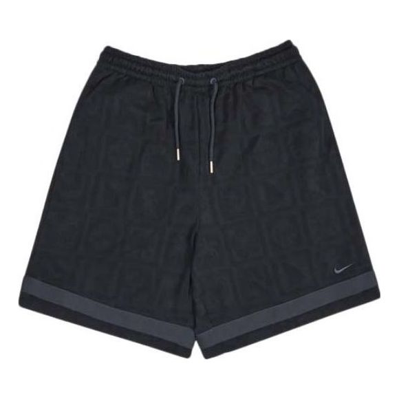 Men's Nike SS22 Solid Color Metallic Zipper Elastic Waistband Lacing Black Shorts DH7552-010