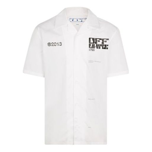 Off-White FW21 Large Arrow Printing Pattern Casual Shirt Loose Fit White OMGA163S21FAB0100110