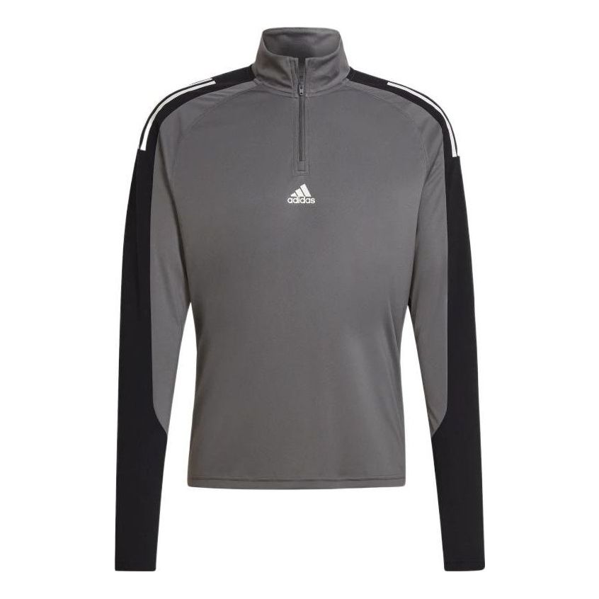 adidas Stripe Brand Logo Zipper Long Sleeves Black HP1875