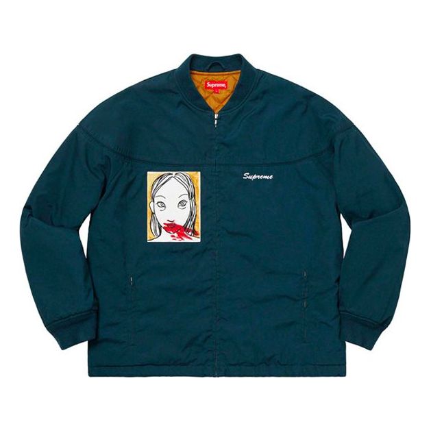 Supreme FW19 Week 3 Mug Shot Crew Jacket Back Printing Unisex Navy Blue SUP-FW19-387