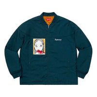 Supreme FW19 Week 3 Mug Shot Crew Jacket Back Printing Unisex Navy Blue SUP-FW19-387