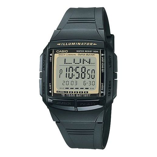 Men's CASIO EDIFICE Series Gold Color Classic Retro Small Rubber DB-36-9AV Mens Black Digital DB-36-9AVSDF