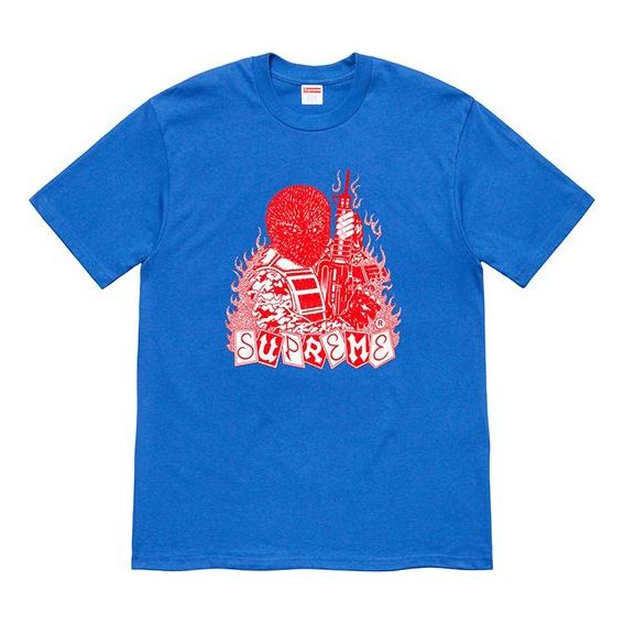 Supreme FW19 Week 7 Mercenary Tee Mercenaries Printing Short Sleeve Unisex Royal Blue T-Shirt SUP-FW19-727