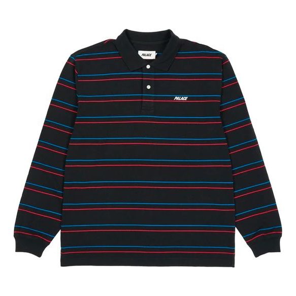 PALACE Stripe Loose Long Sleeves Polo Shirt Unisex Black P20ES100