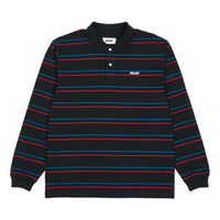 PALACE Stripe Loose Long Sleeves Polo Shirt Unisex Black P20ES100