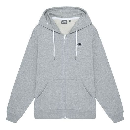 New Balance Logo Embroidered Sports Hooded Zipper Gray MDA3E013-GR