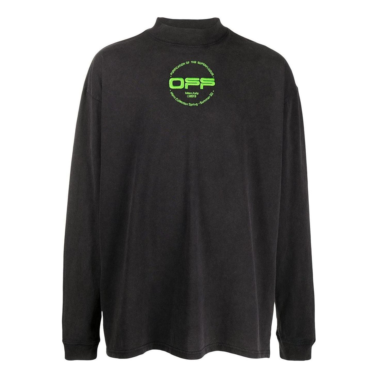 Men's Off-White Alphabet Printing Half Turtleneck Autumn Black OMAB032R201850131088
