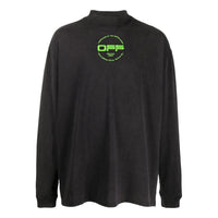 Men's Off-White Alphabet Printing Half Turtleneck Autumn Black OMAB032R201850131088