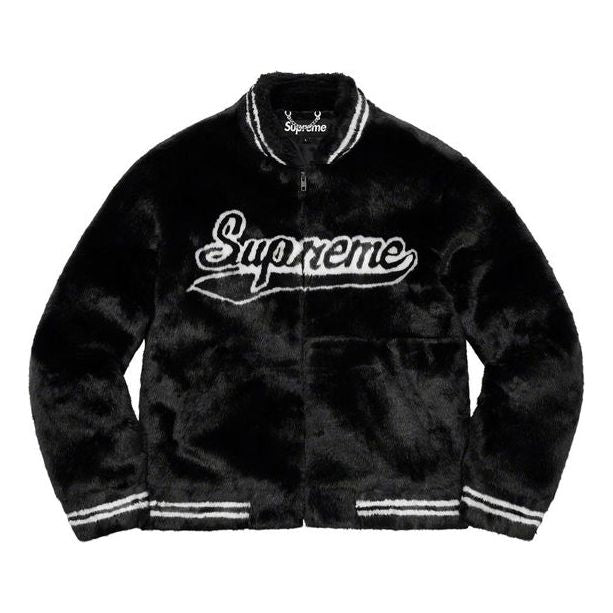 Supreme Faux Fur Varsity Jacket 'Black White' SUP-SS20-024