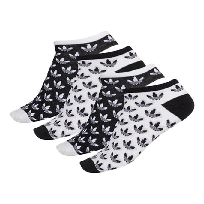 adidas originals Logo Full Print Sports Socks Couple Style Black White DV1906