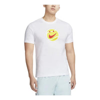 Men's Nike Solid Color Smiling Face Logo Alphabet Printing Short Sleeve White T-Shirt DR7726-100