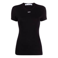 (WMNS) Off-White SS21 logo Round Neck Short Sleeve Slim Fit Black T-Shirt OWAA065S21JER0011000