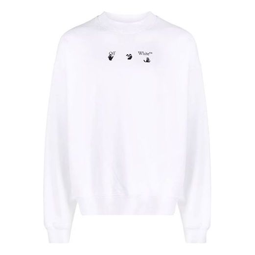 Men's Off-White FW21 Arrow Pattern Pullover Round Neck Loose Fit White OMBA054F21FLE0060110