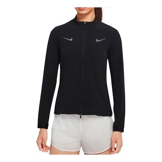 (WMNS) Nike logo Sports Running Jacket Black CU3043-010