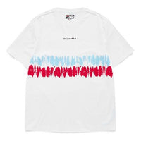 Men's FILA FUSION Tennis Sports Contrasting Colors Tie Dye Printing Loose Short Sleeve Blue Red T11M131108F-WT