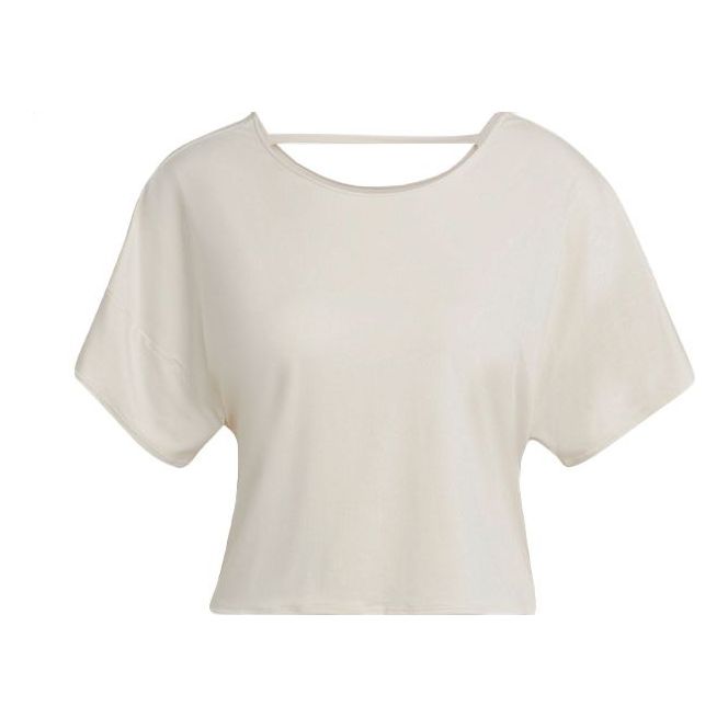 (WMNS) adidas Solid Color Sports Gym Short Sleeve Beige HD9557