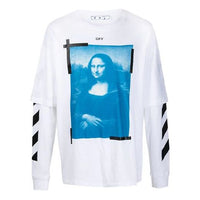 Men's Off-White Mona Lisa Printing Round Neck Long Sleeves Loose Fit White T-Shirt 0MAB022R21JER0010110
