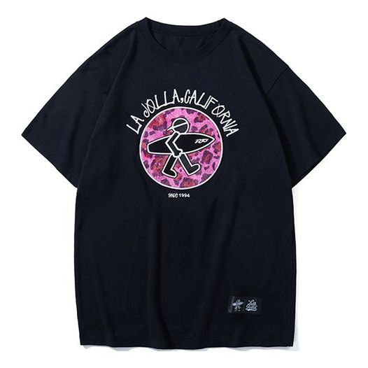 PJs Vigor Alphabet Embroidered Leopard print Short Sleeve Unisex Black 20SSTS1013-P
